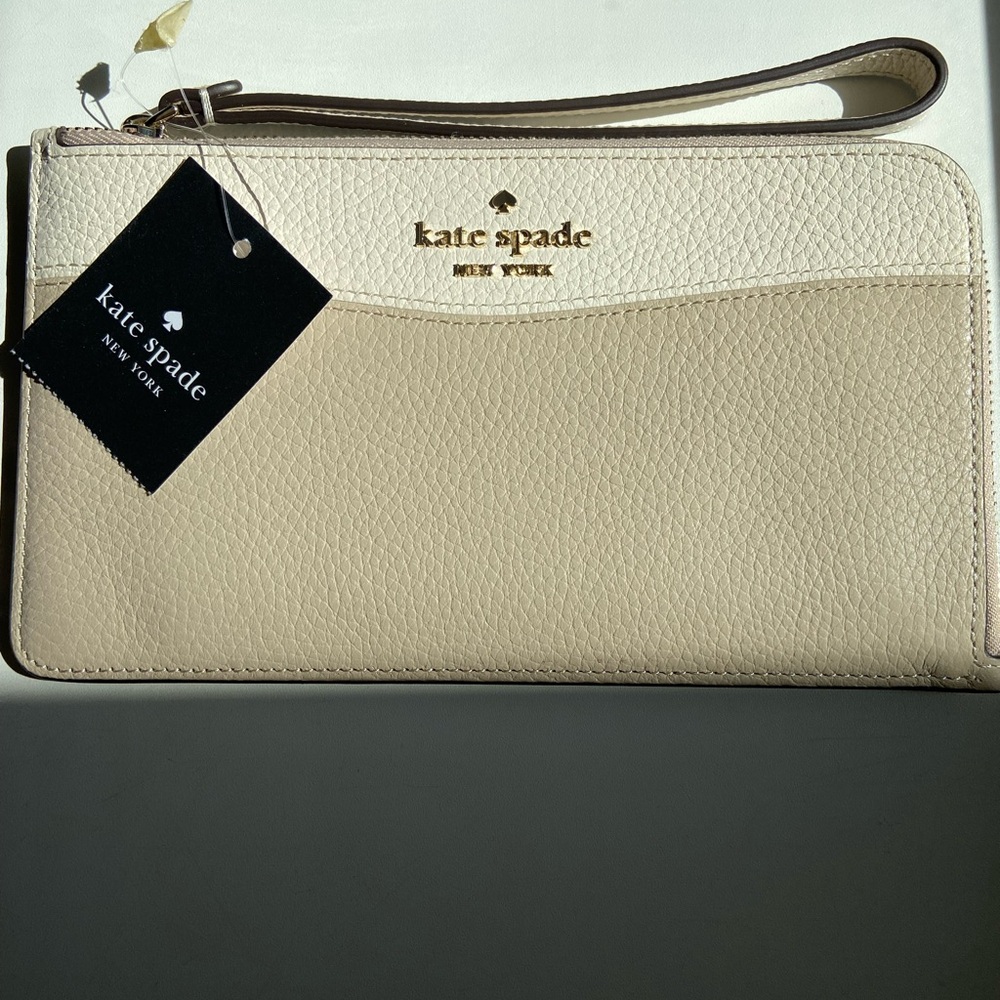 Kate Spade NY Lucy Colorblock Pebbled Leather Medium L-zip Wristlet